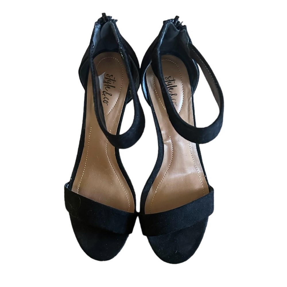 Style & Co Paycee Two-Piece Dress Sandals Black Size 8W EUC‎